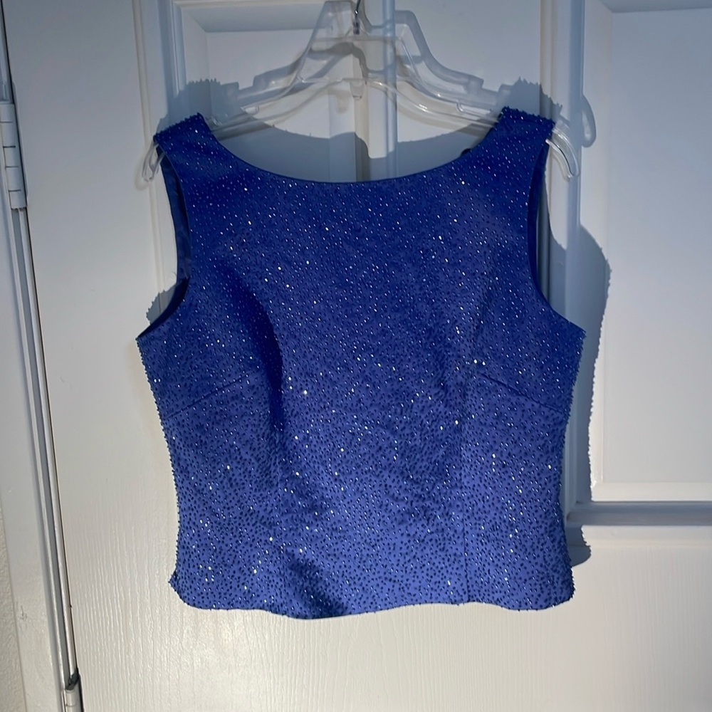 Zola Evening Blue  Beaded Top sz 12